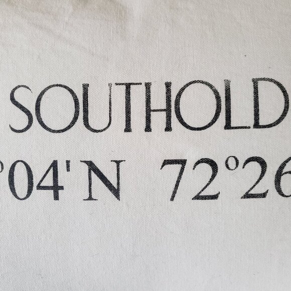 Southold LI Nautical Map Coordinates White Cotton Canvas Down Pillow Beach House - Picture 5 of 10